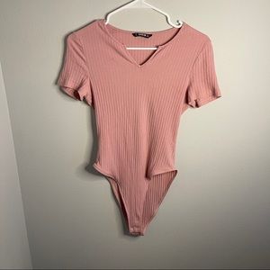Shein Pink V-Neck Bodysuit